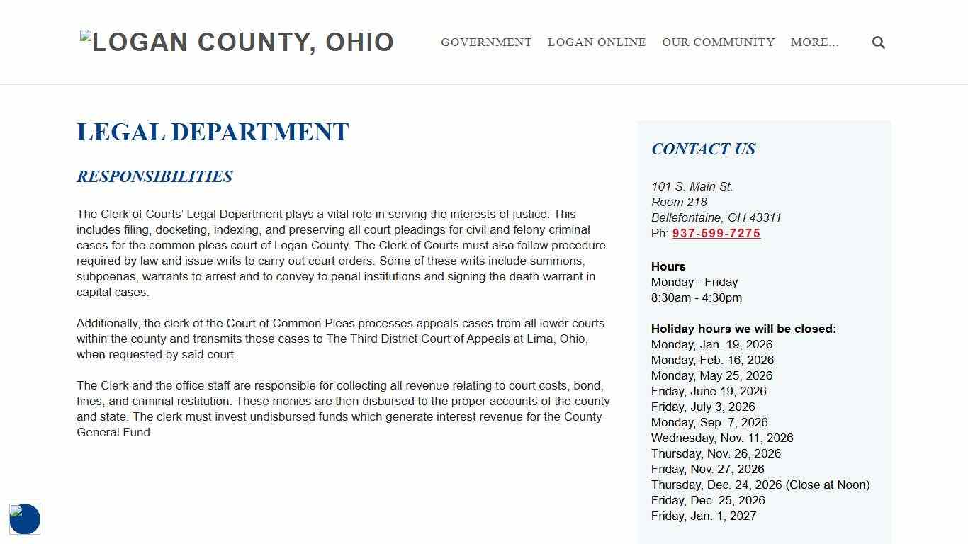 Logan County Legal Department - Logan County, Ohio